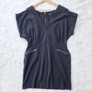 French Connection Black Gold Zipper‎ Mini Dress